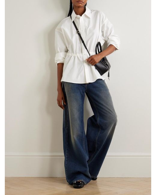 Balenciaga Natural Hourglass Gathered Cotton-Poplin Shirt