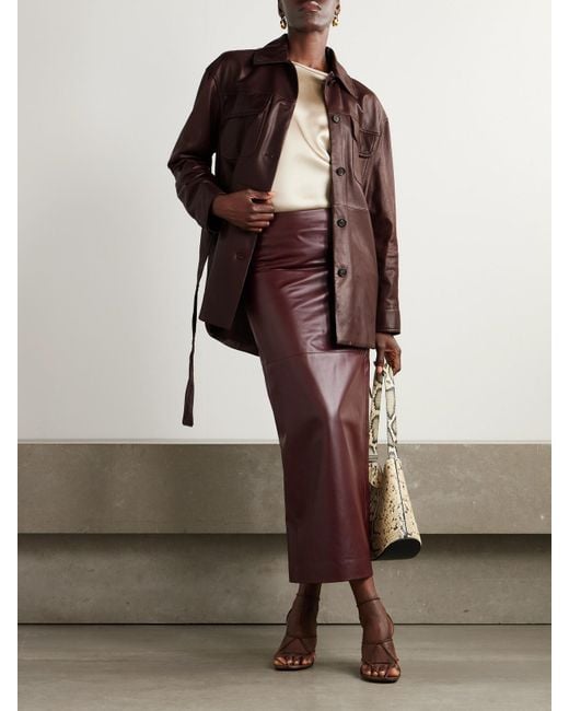 Brunello Cucinelli Brown Belted Leather Jacket