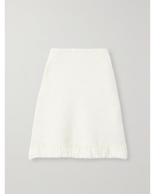 Chloé Natural Frayed Wool-Blend Bouclé Mini Skirt