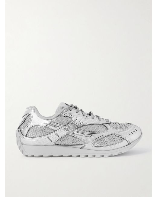 Bottega Veneta Orbit Metallic Rubber, Mesh And Fishnet Sneakers