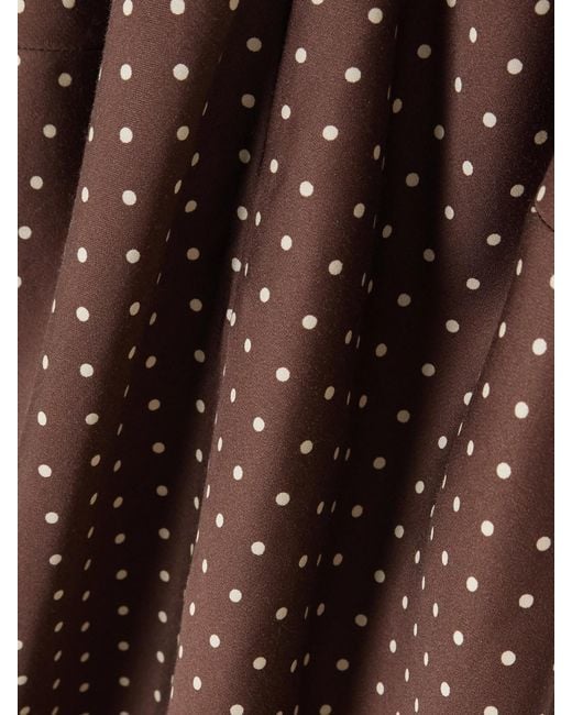 Posse Brown Phoebe Polka-Dot Tencel Lyocell Halterneck Midi Dress