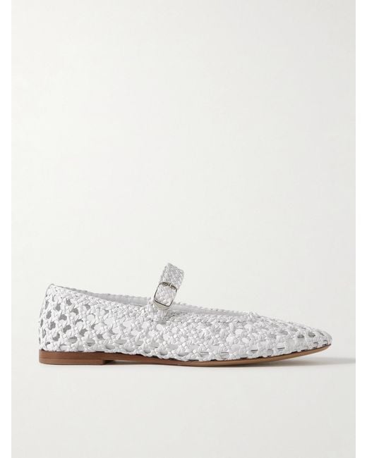Le Monde Beryl White Woven Leather Mary Jane Ballet Flats