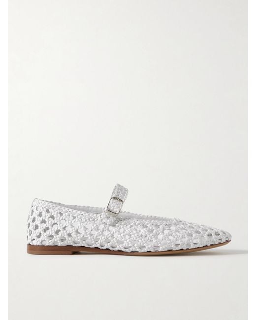 Le Monde Beryl White Woven Leather Mary Jane Ballet Flats