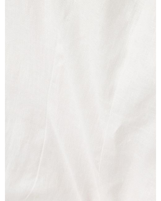 Posse White Florence Ruffled Linen Playsuit