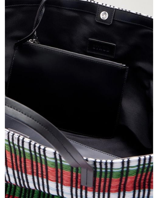 Staud Red Da Adolfo Christos Raffia Checked Fringed Tote