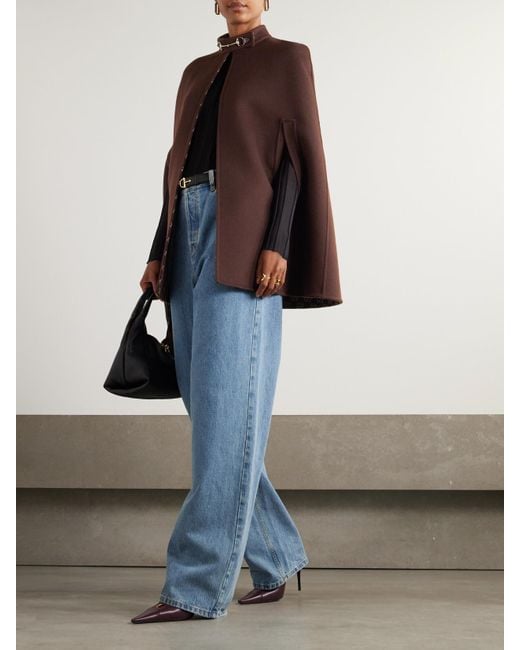 Gucci Brown Cape Aus Einer Woll-Seidenmischung Mit Verzierung