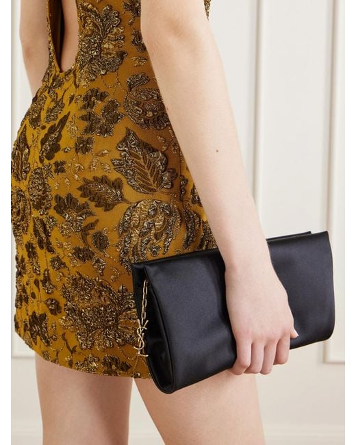 Saint Laurent Black Evening Satin Clutch