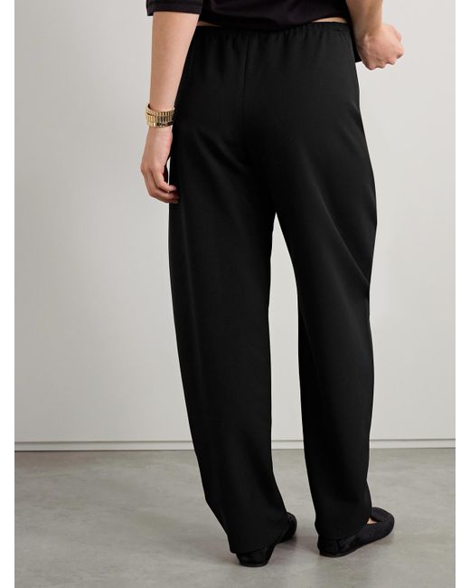 La Ligne Black Colby Recycled-Crepe Barrel-Leg Pants