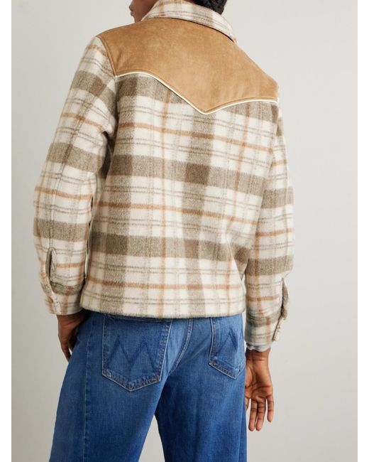 Mother Natural After School Faux Suede-Trimmed Checked Fleece Jacket
