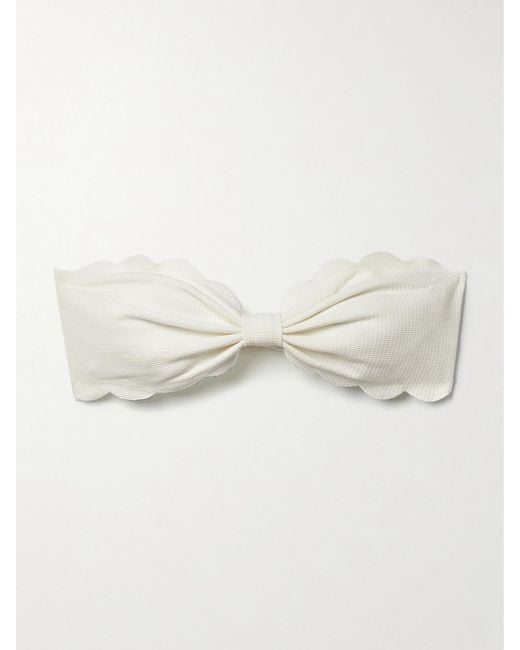 Marysia Swim Natural Antibes Recycled-Seersucker Bikini Top
