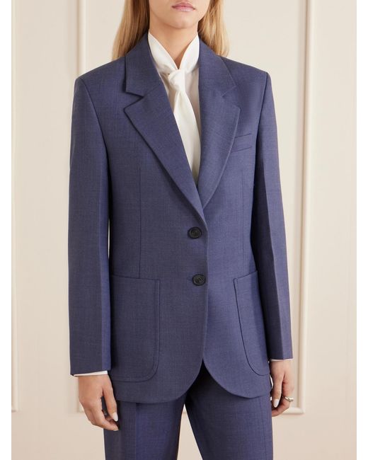 Victoria Beckham Blue Katherine Twill Blazer