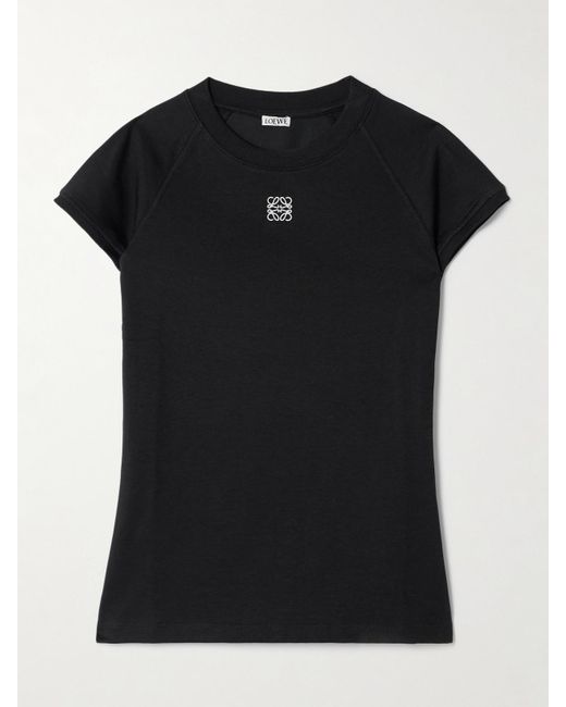 Loewe Black T-Shirt Aus Jersey Aus Einer Baumwollmischung Mit Stickerei