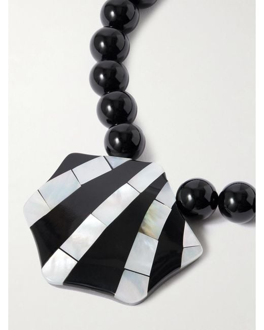 Collier En Métal Argenté, Onyx, Résine Et Coquillage Maris Julietta en coloris Natural