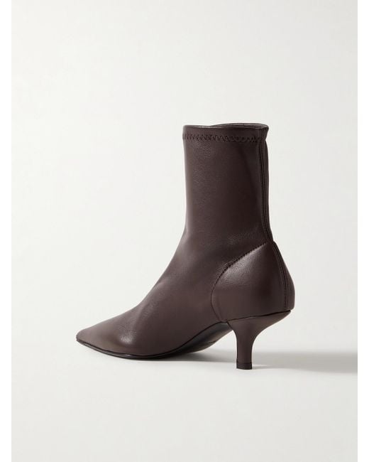 Totême Brown The Heeled Sock Leather Ankle Boots