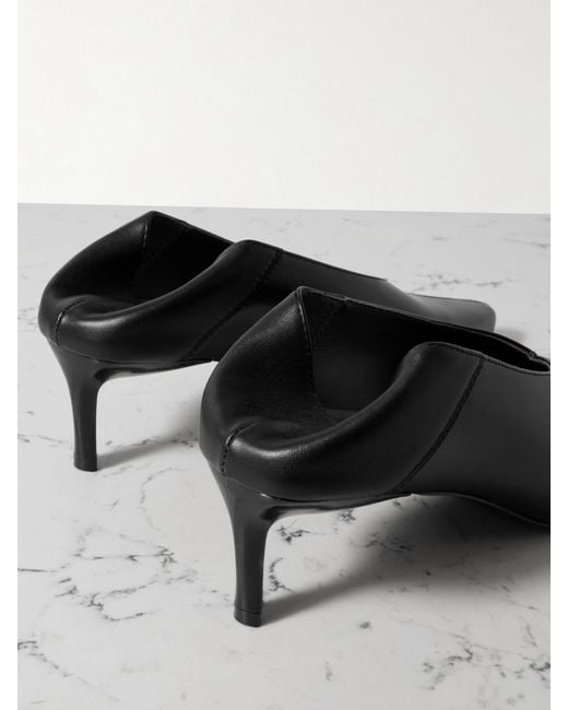 St. Agni Black Collapsible-Heel Leather Pumps