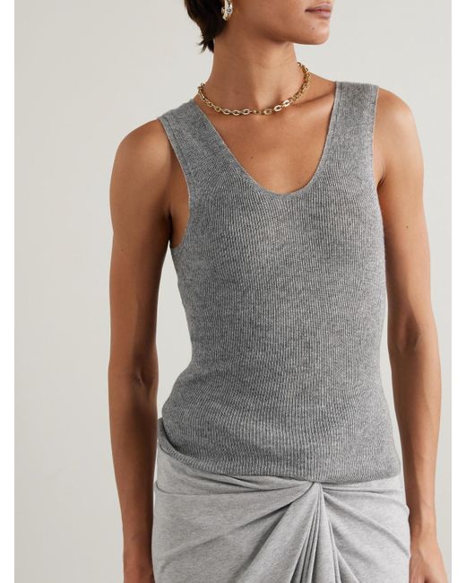 The Elder Statesman Gray Delicash Cashmere And Silk-Blend Tank