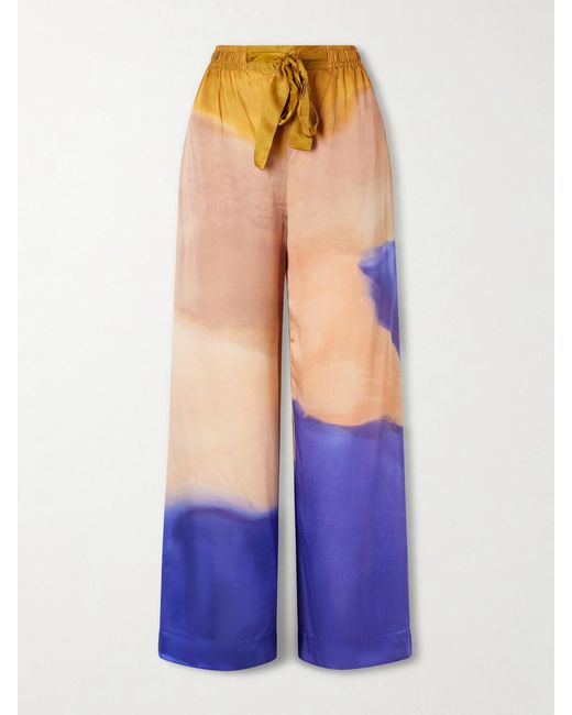 Ulla Johnson Blue Julien Dégradé Silk-Satin Wide-Leg Pants