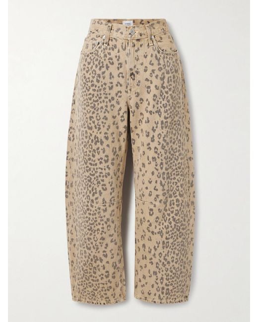 Citizens of Humanity Natural Miro Leopard-Print Barrel-Leg Jeans