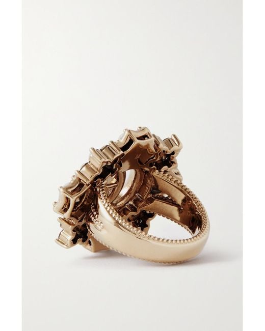 Gucci Natural Gg Marmont-Tone Crystal Ring