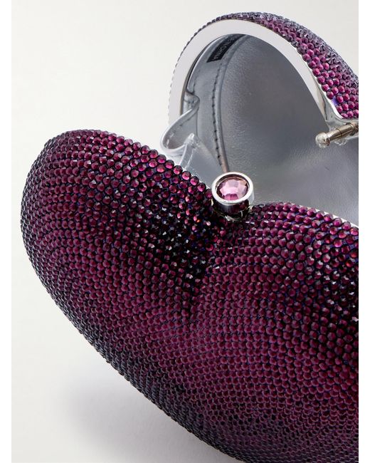 Judith Leiber Purple Petit Coeur Crystal-Embellished-Tone Clutch