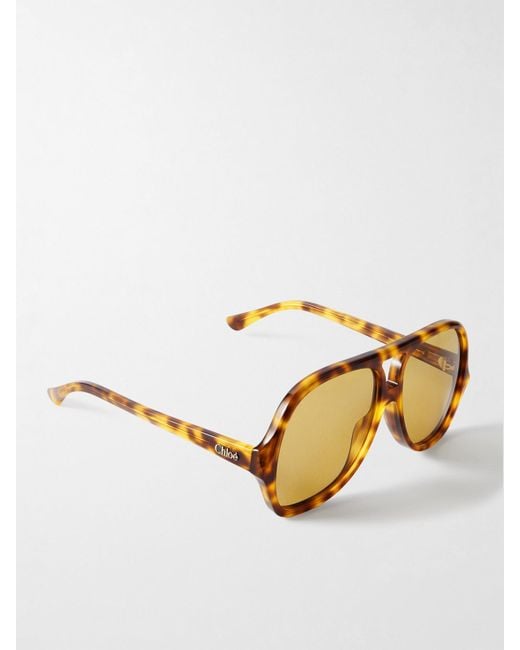Chloé Metallic Salomé Aviator-Style Acetate Sunglasses