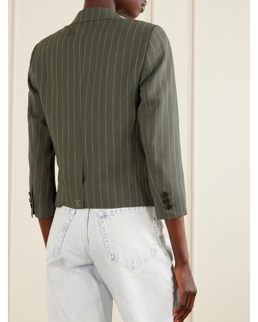Dries Van Noten Green Striped Wool-Blend Twill Blazer