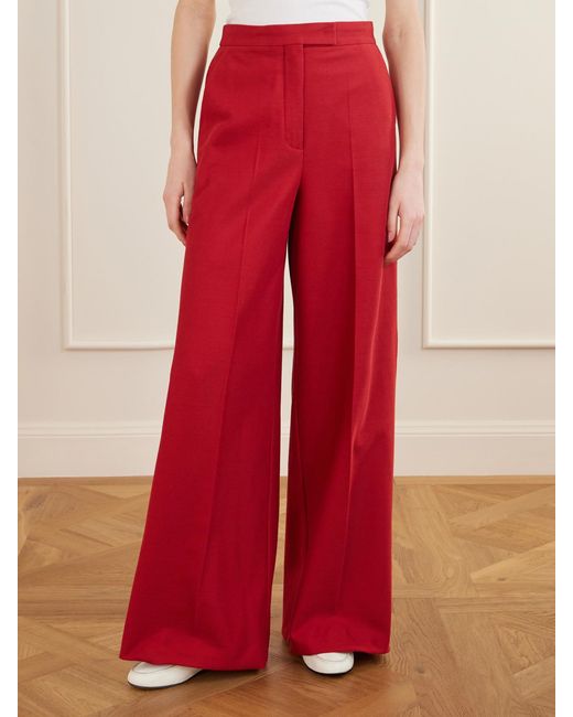 Max Mara Red Rito Cotton-Jersey Wide-Leg Pants