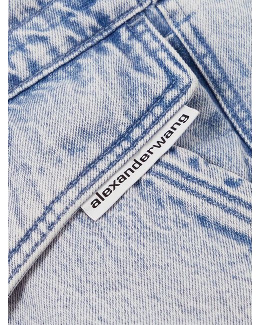 Alexander Wang Blue Oversized Hooded Padded Bleached Denim Jacket