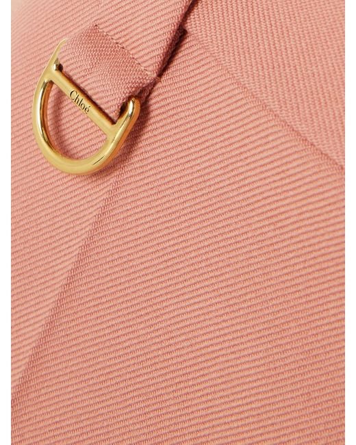 Chloé Pink Cropped Wool-Gabardine Wide-Leg Pants