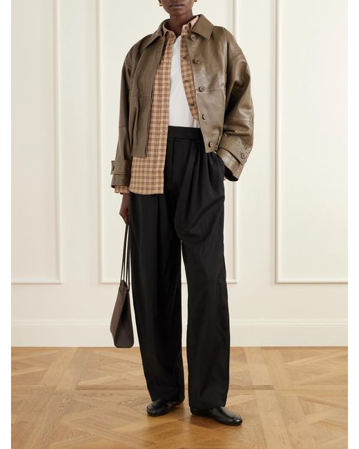 Rohe Brown Gathered Leather Jacket