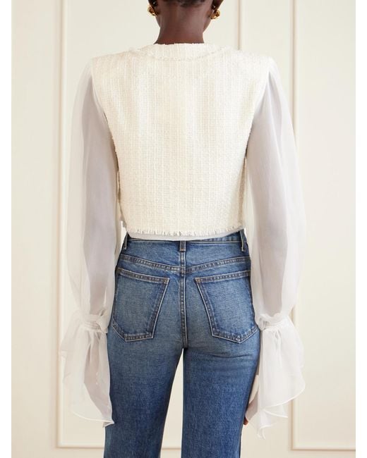 Balmain White Brandebourg Tweed Blouse