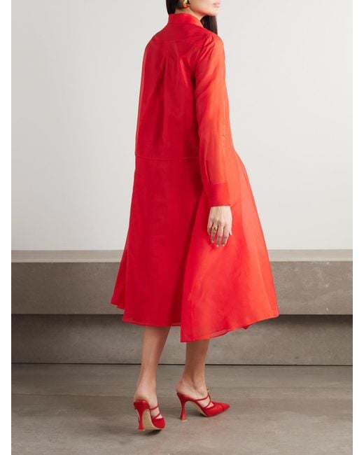 Altuzarra Red Sissy Silk-Organza Midi Dress