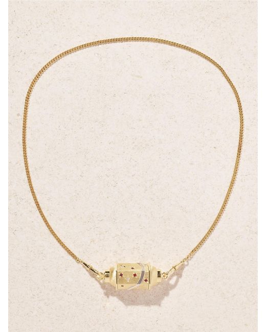 Marie Lichtenberg Natural Milky Way Gourmette 18-Karat, Rhodium, Ruby And Diamond Necklace