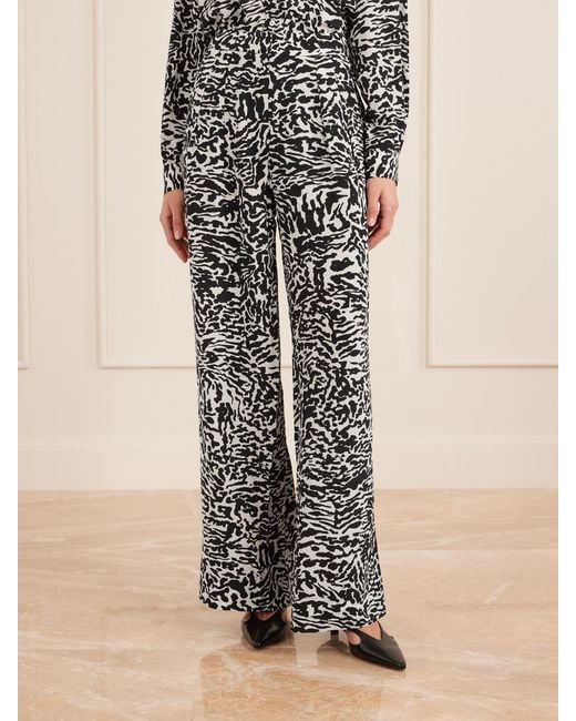 Ulla Johnson White Aviva Printed Silk Crepe De Chine Wide-Leg Pants