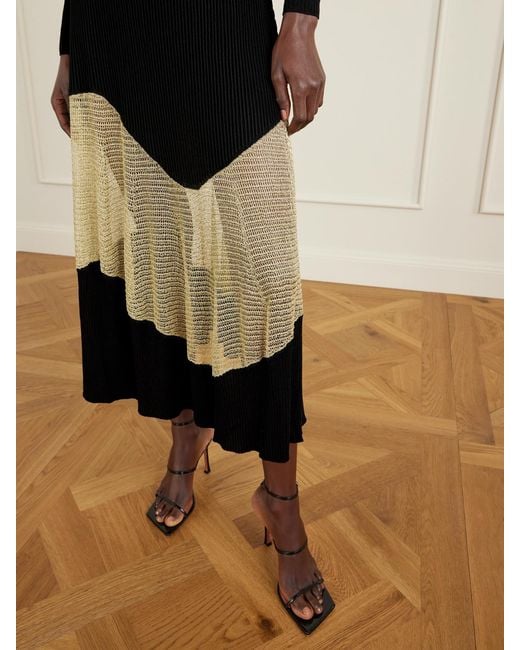 Ulla Johnson Black Roanne Metallic Knitted Midi Dress
