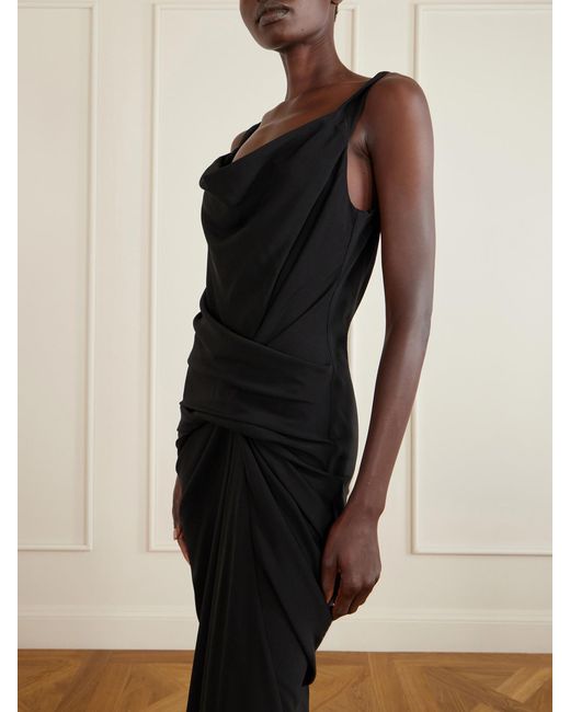 Rick Owens Black Draped Cady Maxi Dress