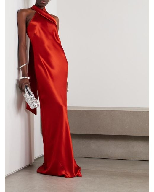 Galvan Red Pandora Robe Aus Satin