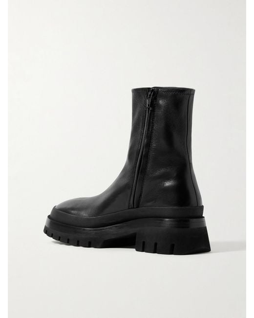 Khaite Black Fallon Leather Ankle Boots