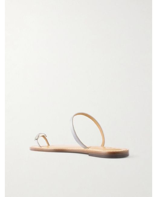 Amanu White The Kibera Embellished Satin And Leather Sandals