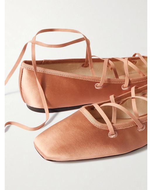 Loeffler Randall Pink Louisa Lace-Up Satin Ballet Flats