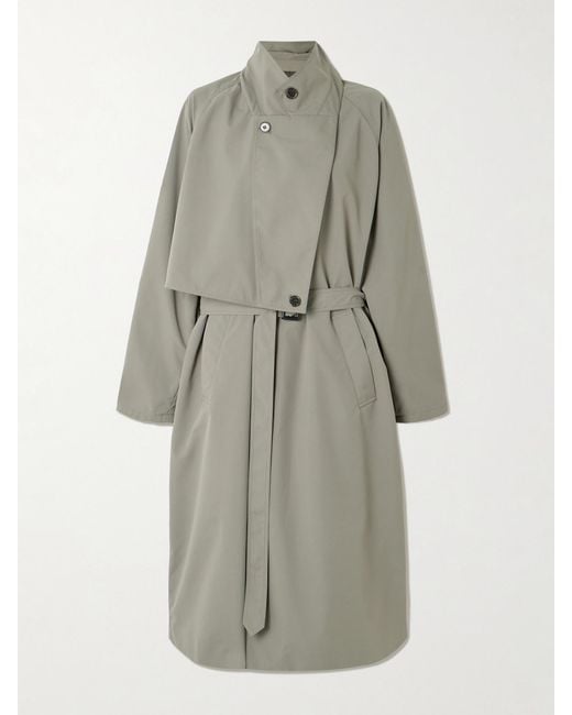 Tibi Gray Frank Belted Layered Shell Trench Coat