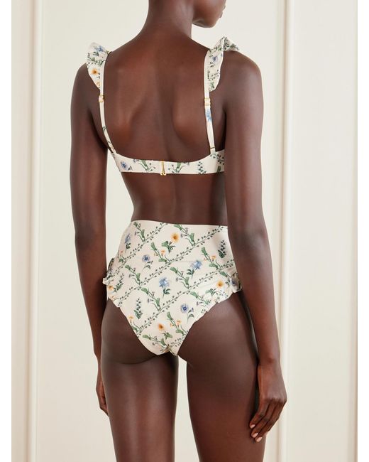 Agua Bendita White Jengibre Brisa Floral-Print Bikini Brief