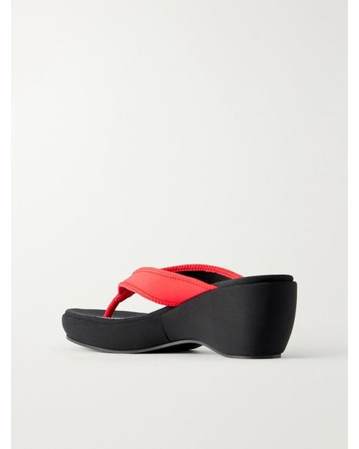 Staud Red Remy Woven Wedge Sandals