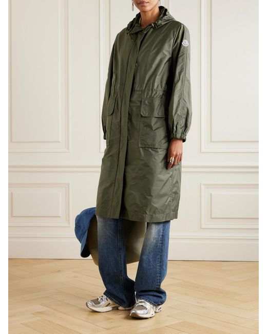 Moncler Green Hiengos Shell Hooded Coat