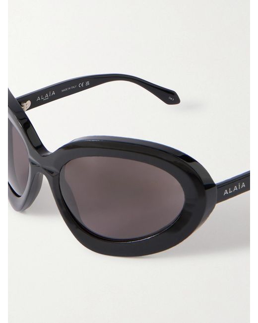 Alaïa Black Round-Frame Acetate Sunglasses