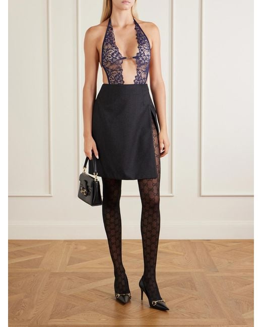 Gucci Black Gg-Monogram Jacquard Tights