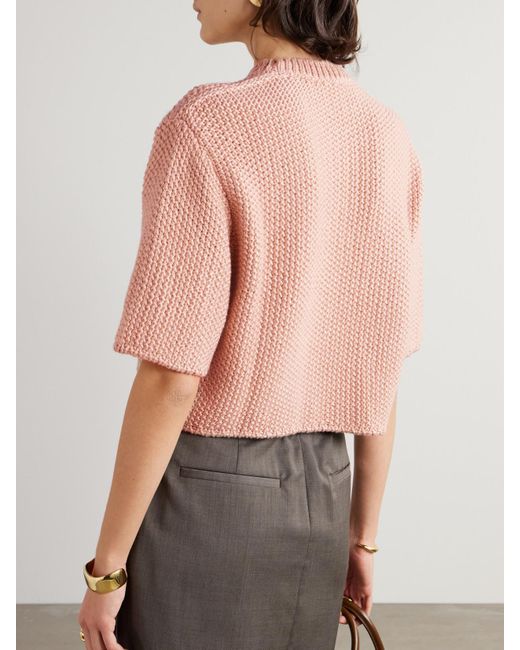 Loro Piana Pink Boccioleto Crocheted Mohair-Blend Sweater