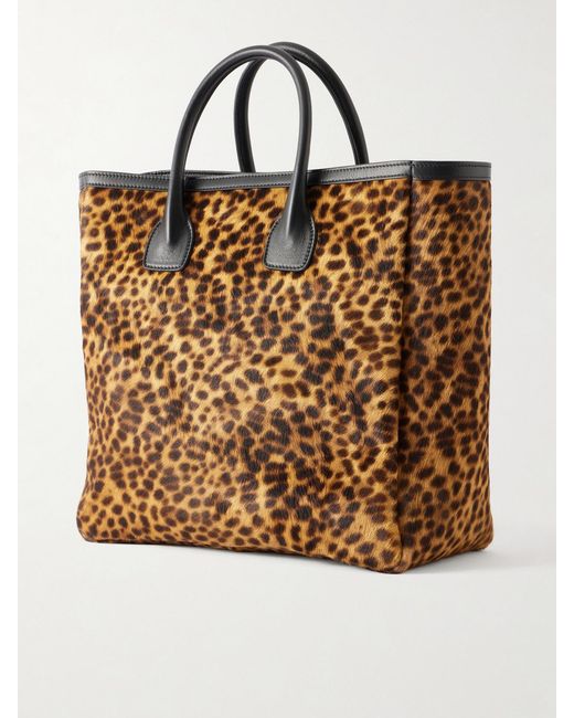 Nili Lotan Brown Freddie Leather-Trimmed Animal-Print Calf Hair Tote