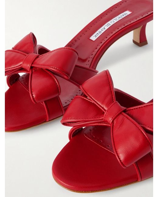 Manolo Blahnik Cafredda 50 Mules Aus Leder Mit Schleifen