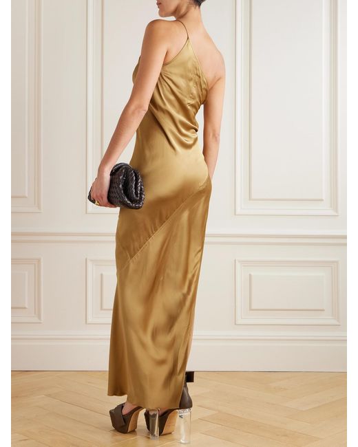 Rick Owens Metallic Taco One-Shoulder Tie-Embellished Satin Dress